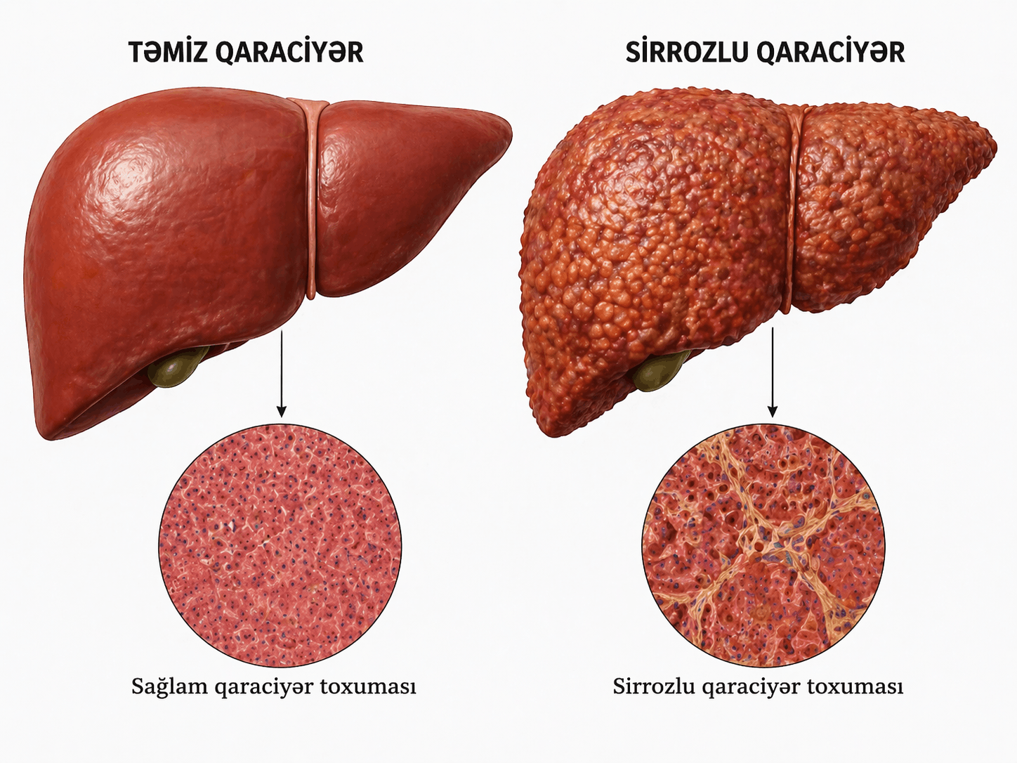 Qaraciyər sirrozu, əlamətləri, səbəbləri, müalicəsi